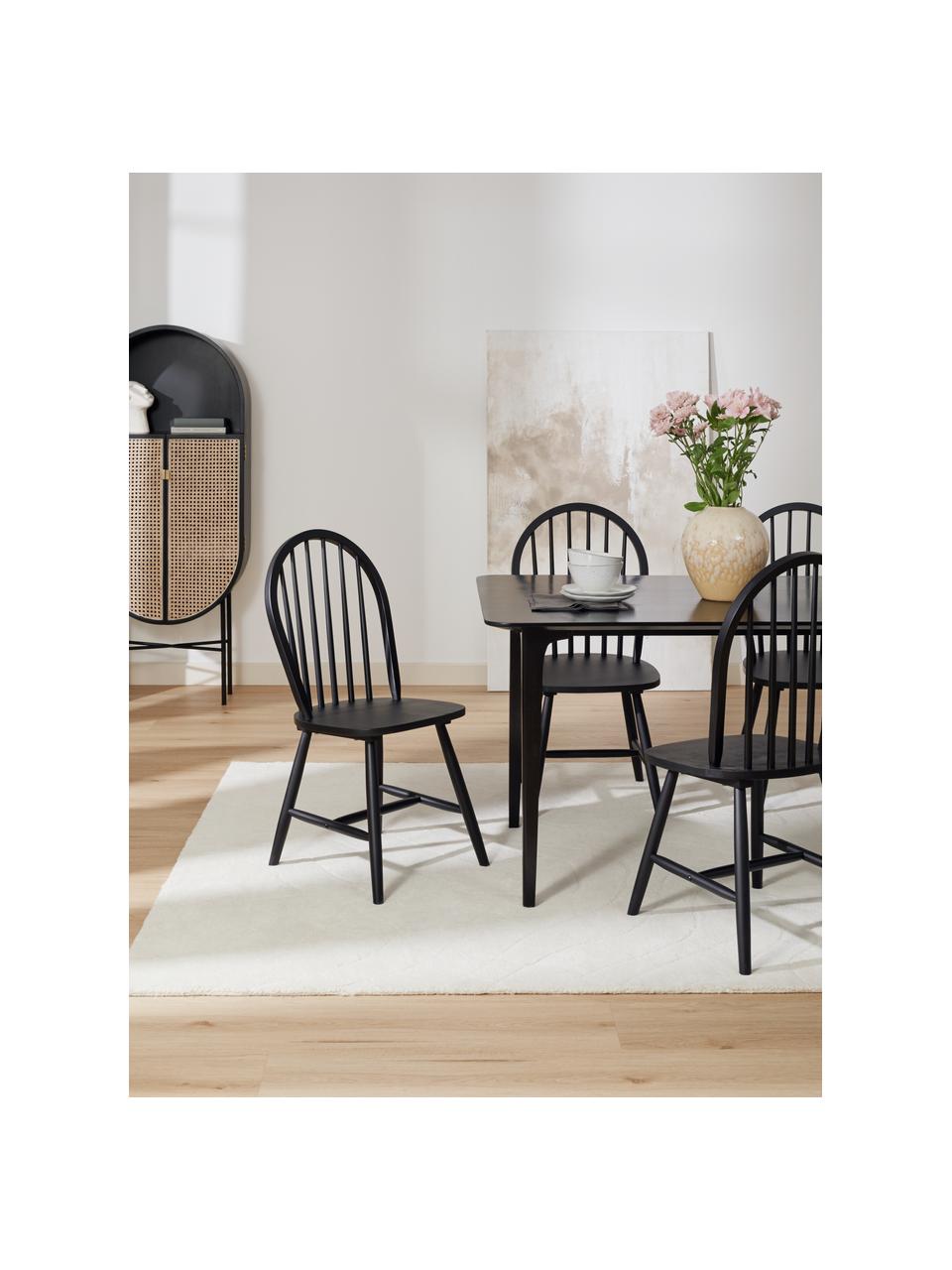 Chaise en bois style Windsor Megan, 2 pièces, Bois d'hévéa, laqué, Noir, larg. 46 x prof. 51 cm