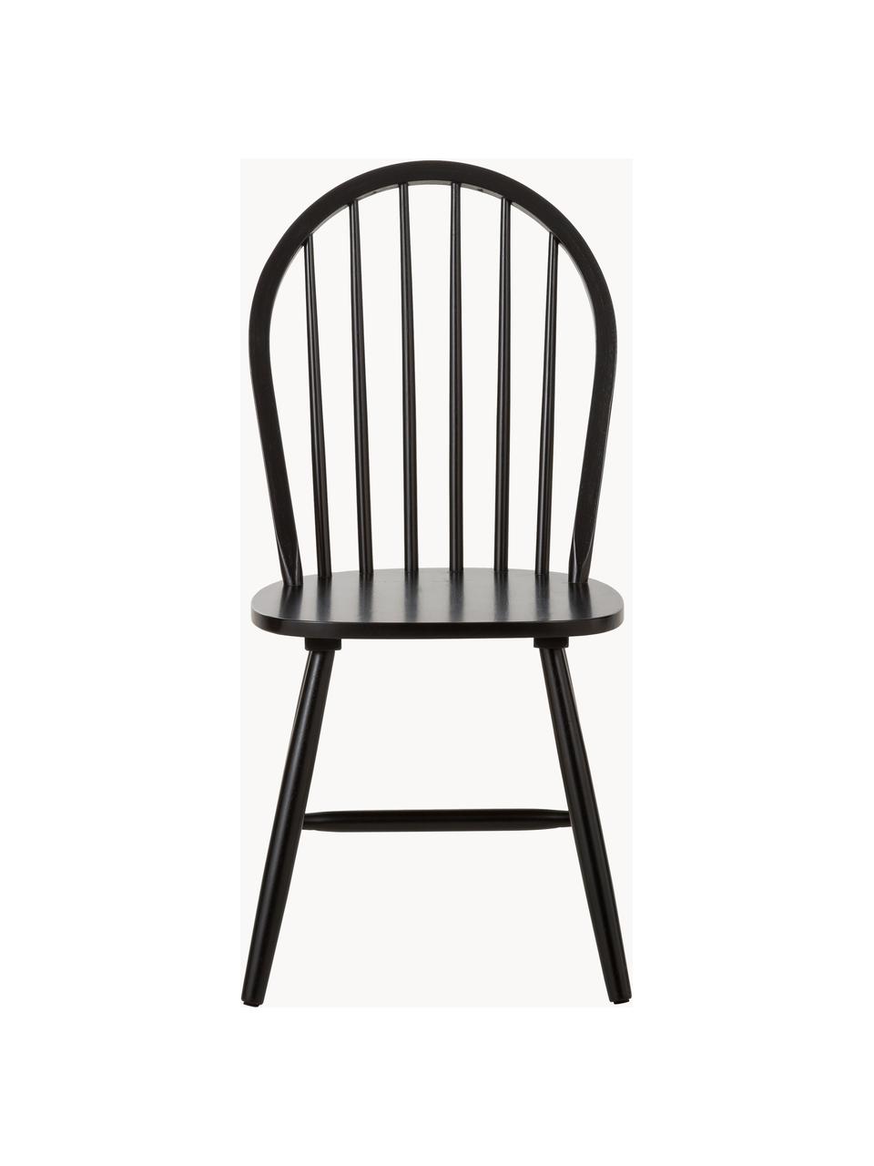 Windsor-Holzstühle Megan, 2 Stück, Kautschukholz, lackiert, Schwarz, B 46 x T 51 cm