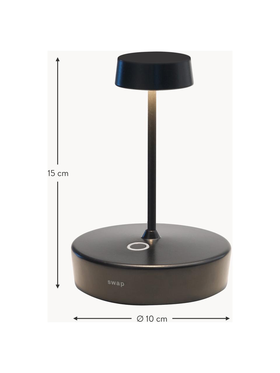 Prenosná stmievateľná stolová LED lampa Swap Mini, Čierna, Ø 10 x V 15 cm