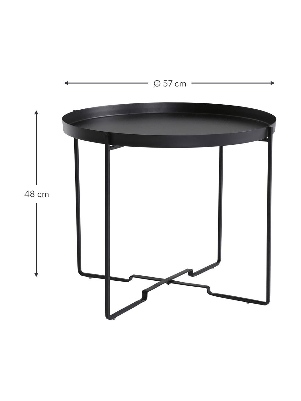 Okrągły stolik pomocniczy-taca George, Metal powlekany, Czarny, Ø 57 x W 48 cm