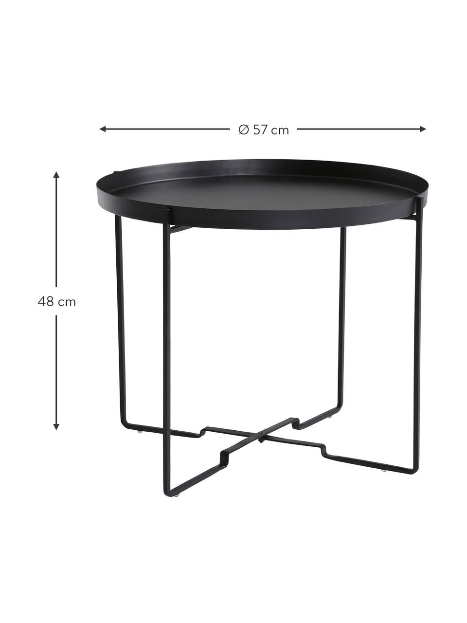 Table d'appoint ronde métal noir George, Métal, enduit, Noir, Ø 57 x haut. 48 cm