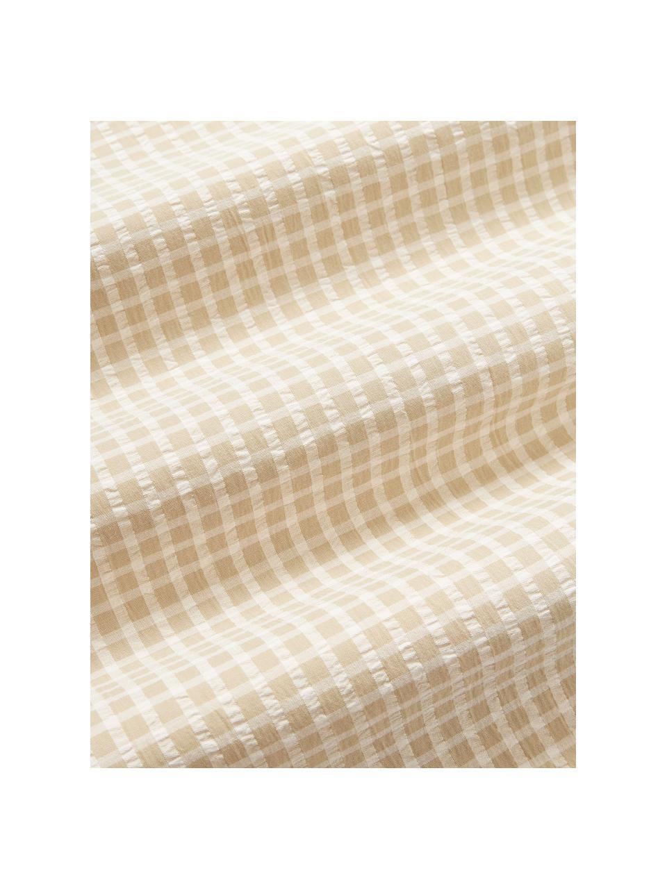 Seersucker-Bettdeckenbezug Davey mit Karo-Muster, Webart: Seersucker Fadendichte 16, Beige, Weiss, B 200 x L 200 cm