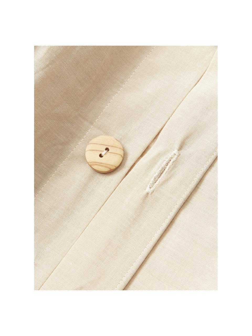 Housse de couette en coton seersucker à carreaux Davey, Beige, blanc, larg. 200 x long. 200 cm