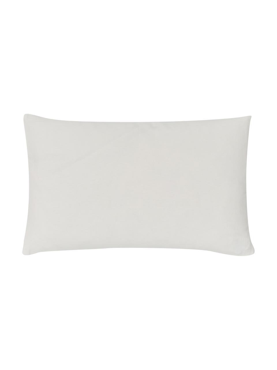 Federa arredo rettangolare ricamata con motivo invernale Fenna, 100% cotone, Verde scuro, bianco crema, rosso, Larg. 30 x Lung. 50 cm