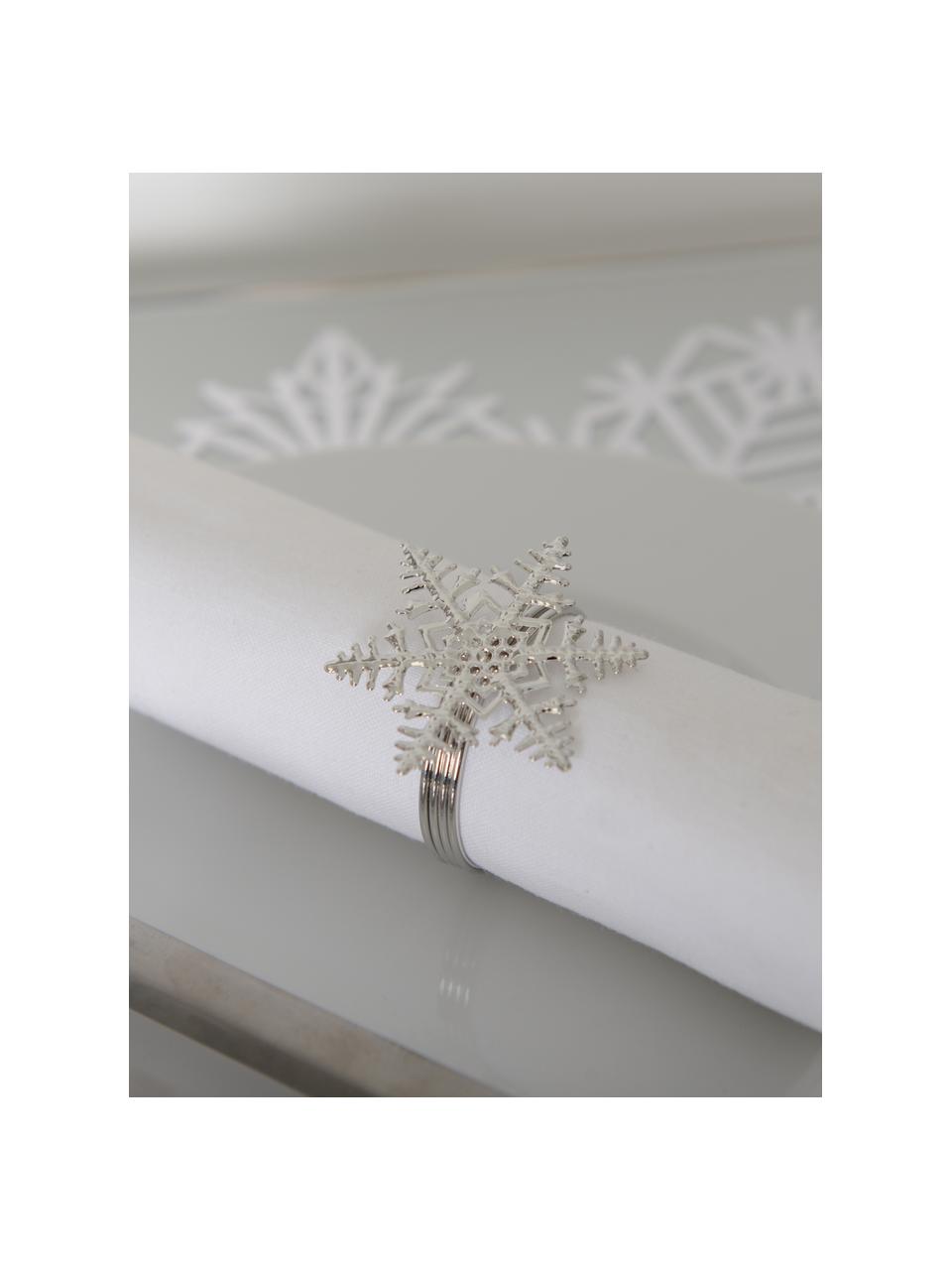 Schneeflocken-Serviettenringe Snowflake, 4 Stück, Metall, beschichten, Silberfarben, Ø 5 x H 4 cm