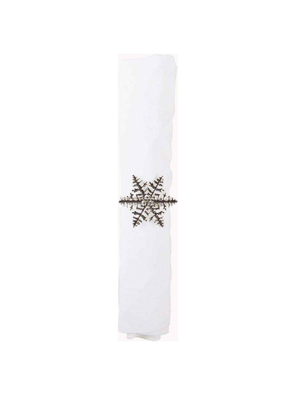 Servilleteros copo de nieve Snowflake, 4 uds., Metal recubierto, Plateado, Ø 5 x Al 4 cm