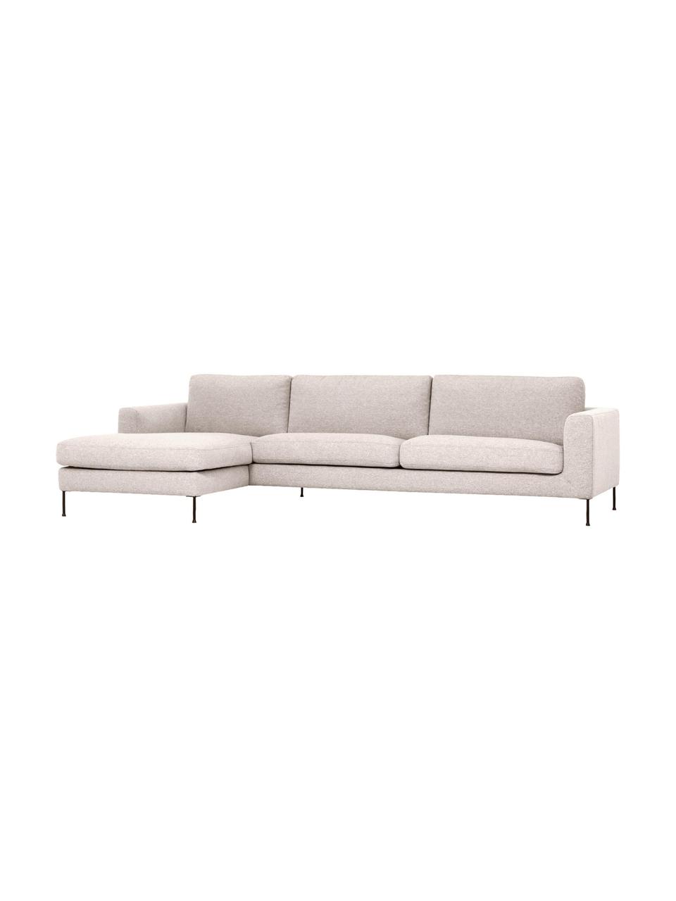 Ecksofa Cucita (4-Sitzer), Bezug: Webstoff (100% Polyester), Gestell: Massives Kiefernholz, FSC, Webstoff Hellbeige, B 302 x T 163 cm, Eckteil links