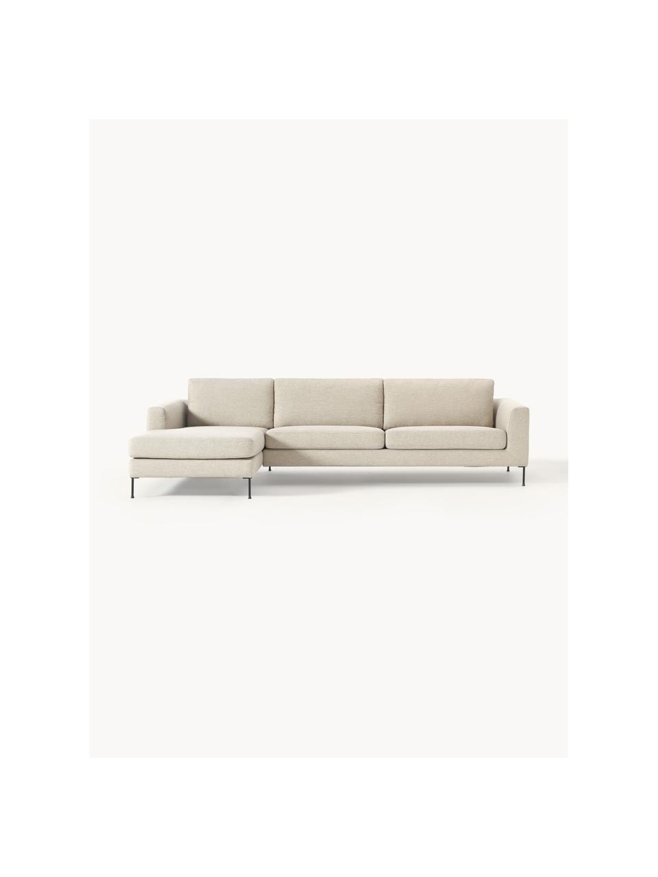 Ecksofa Cucita (4-Sitzer), Bezug: Webstoff (100% Polyester), Gestell: Massives Kiefernholz, Webstoff Hellbeige, B 302 x T 163 cm, Eckteil links