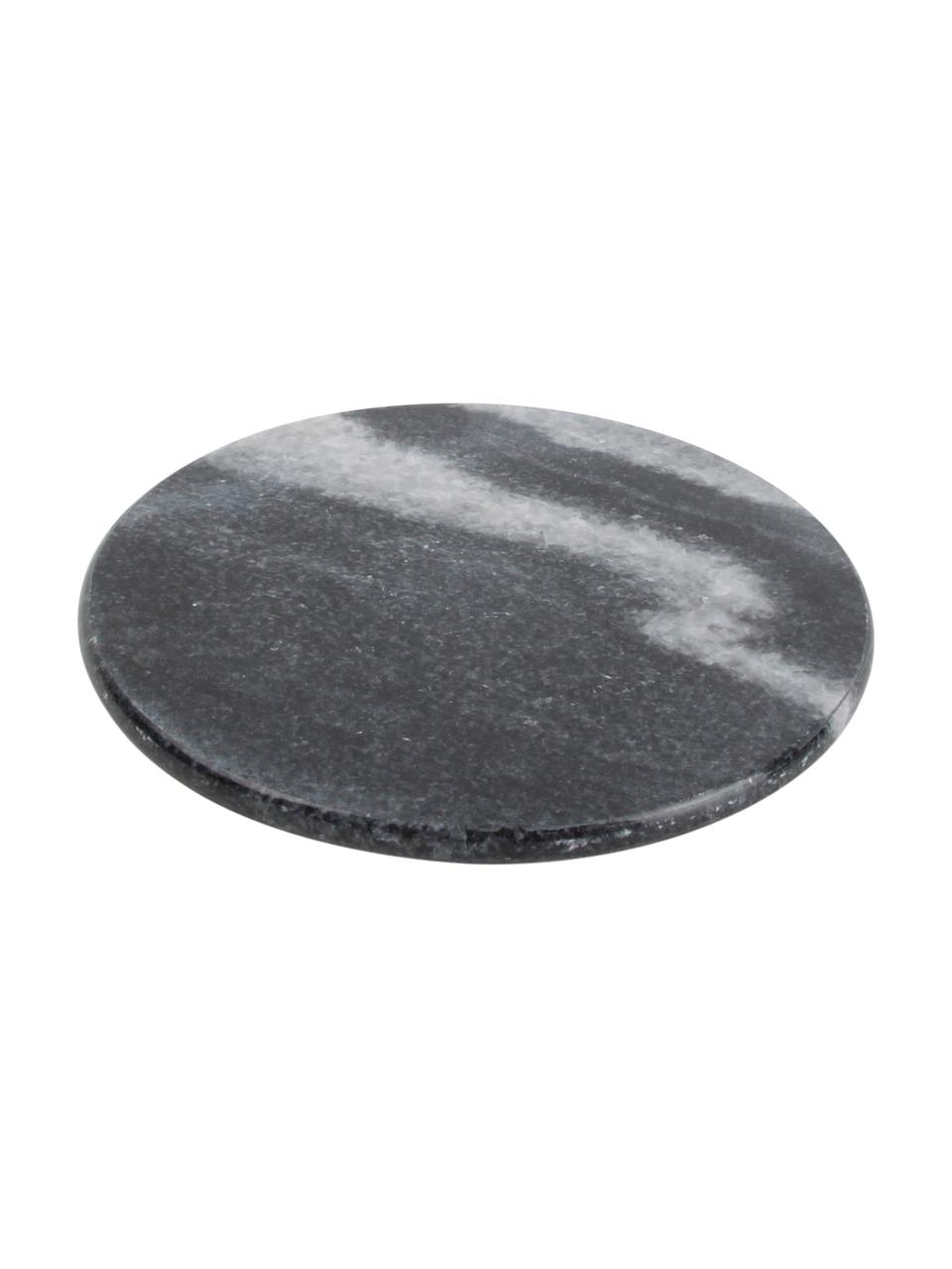 Marmor-Untersetzer Aster in Schwarz, 4 Stück, Marmor, Schwarz, marmoriert, Ø 10 x H 1 cm