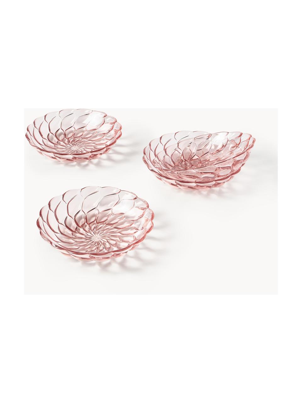 Assiettes creuses avec motif texturé Jellies, 4 pièces, Plastique, Rose pâle, Ø 22 cm