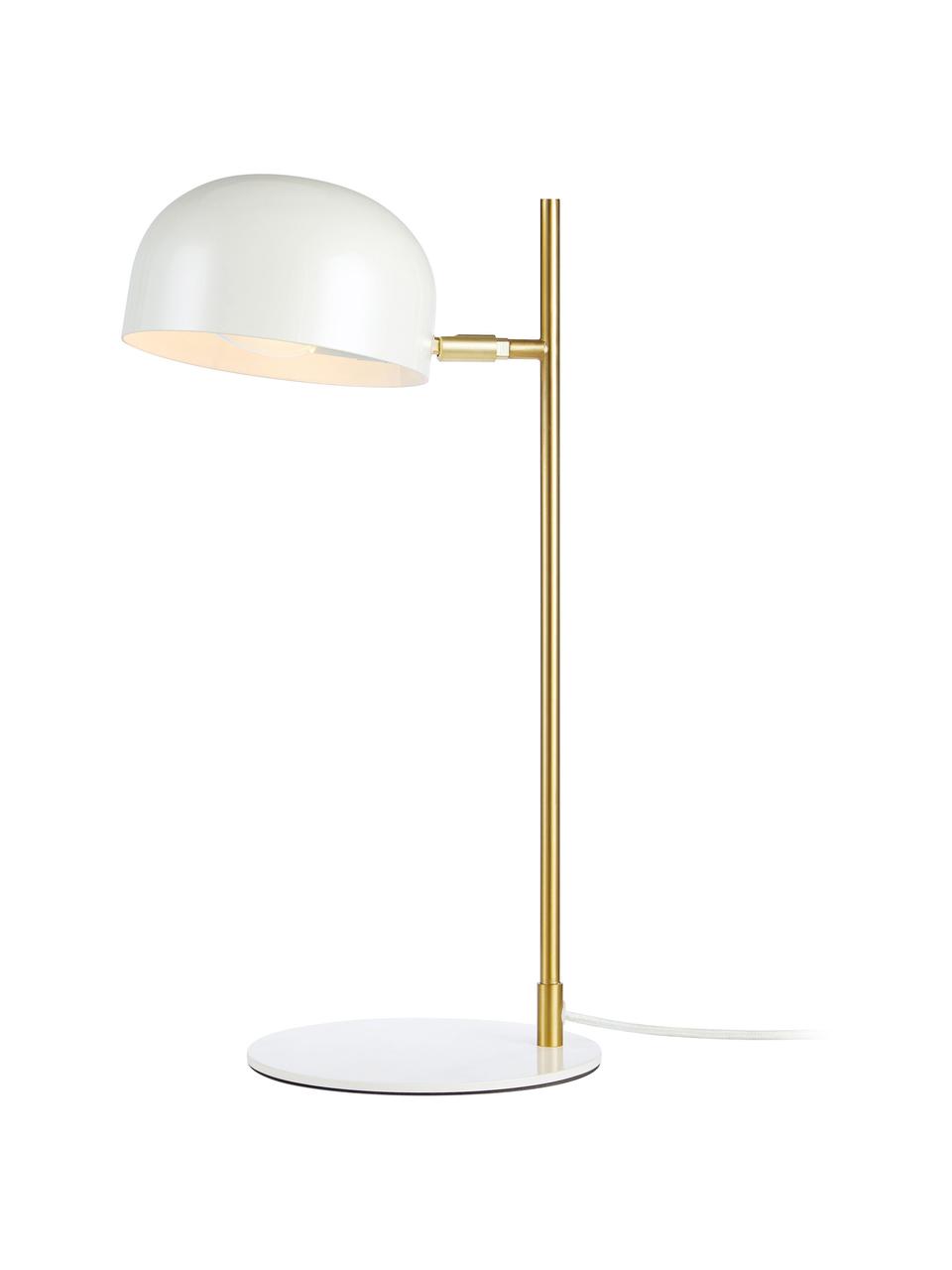 Schreibtischlampe Posefarben, Lampenschirm: Metall, beschichtet, Weiß, Goldfarben, T 29 x H 49 cm