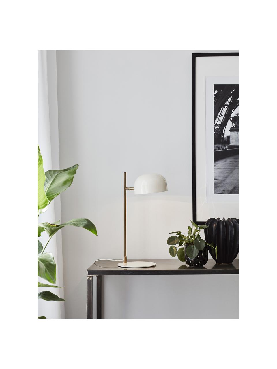 Lámpara de escritorio Posefarben, Estructura: metal recubierto, Cable: cubierto en tela, Blanco, dorado, F 29 x Al 49 cm