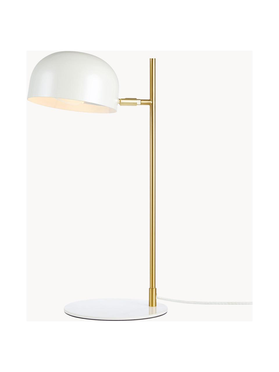 Lampa biurkowa Pose, Stelaż: metal powlekany, Biały, odcienie złotego, G 29 x W 49 cm