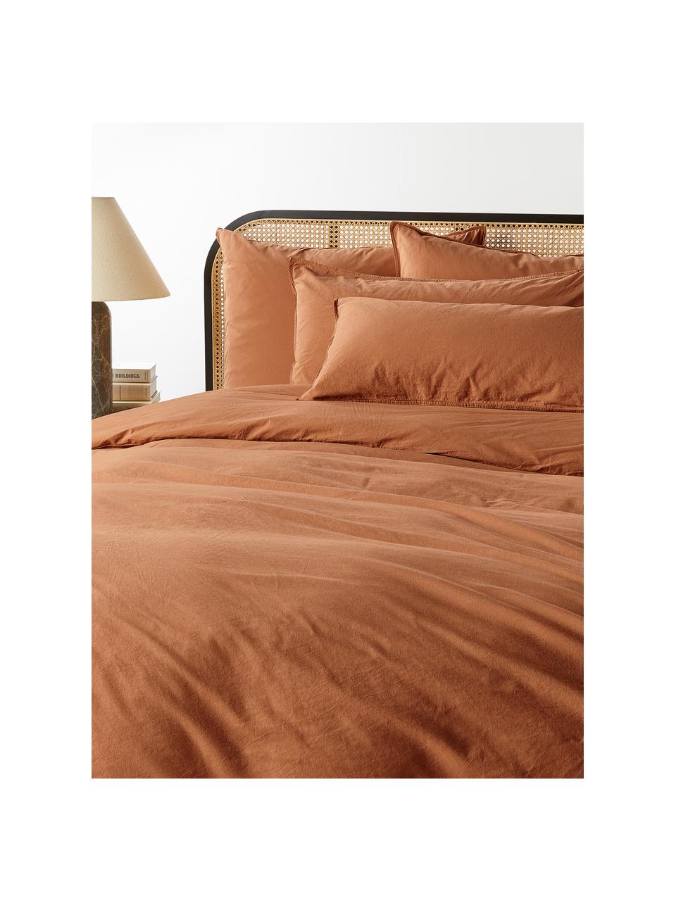 Housse de couette en percale de coton Debbie, Terracotta, larg. 200 x long. 200 cm