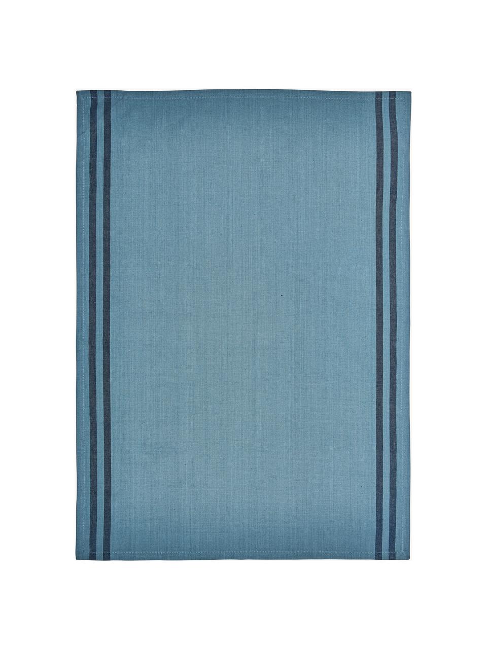 Gestreifte Baumwoll-Geschirrtücher Soft Tools, 2er-Set, 100 % Baumwolle, Blautöne, B 50 x L 70 cm