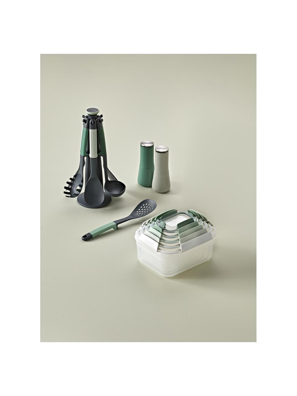 Molinillo de sal y pimienta de diseño Milltop, 2 uds., Estructura: plástico, Grinder: cerámica, Tonos verdes, Ø 7 x Al 17 cm