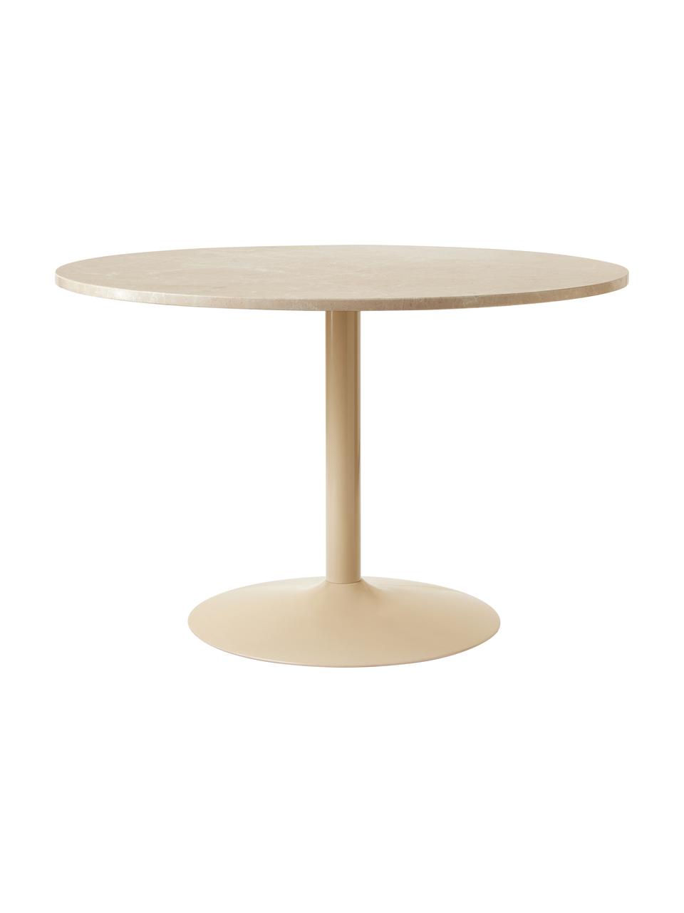 Tavolo ovale in marmo Miley, 120 x 90 cm, Struttura: metallo verniciato a polv, Beige marmorizzato, Larg. 120 x Prof. 90 cm