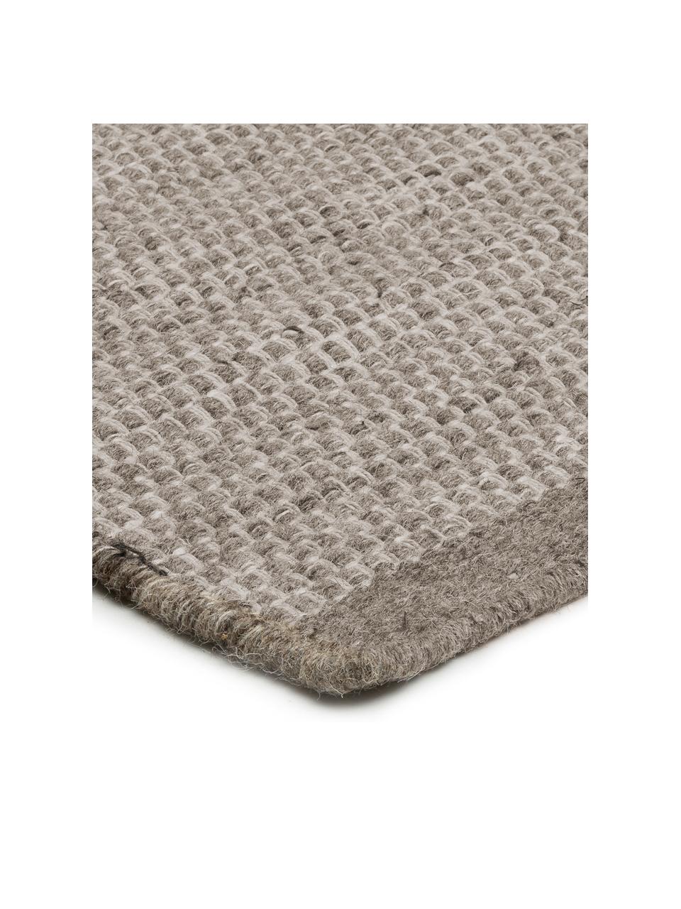 Passatoia in lana tonalità grigie maculate tessuta a mano Asko, Retro: cotone Nel caso dei tappe, Grigio chiaro, grigio, Larg. 80 x Lung. 250 cm