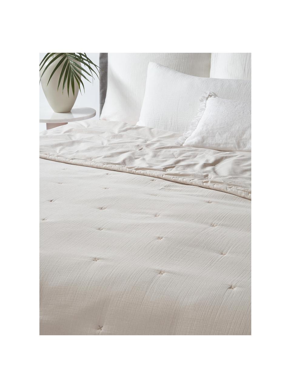 Gesteppte Tagesdecke Lenore aus Baumwolle, Bezug: 100 % Baumwolle, Hellbeige, B 230 x L 250 cm (für Betten bis 180 x 200 cm)