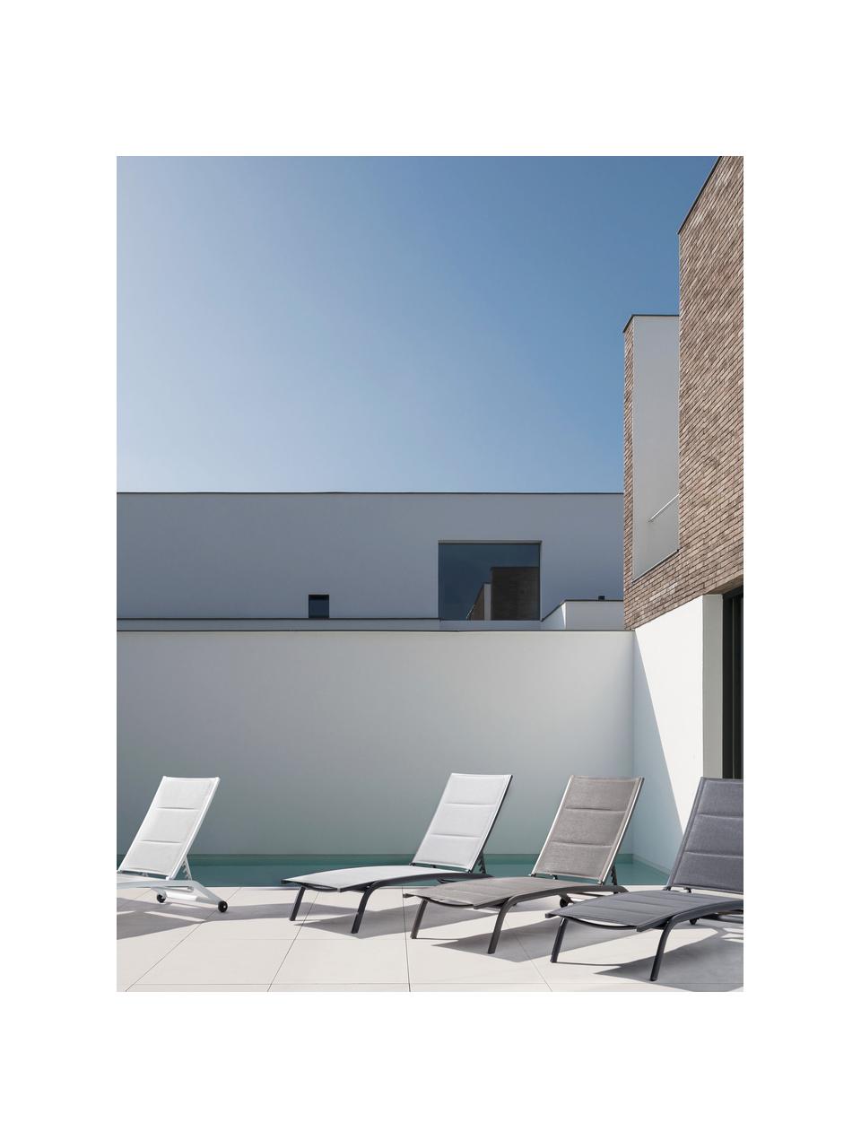 Gartenliege Cleo, Bezug: 100% Polyester, Gestell: Aluminium, pulverbeschich, Rollen: Kunststoff, Anthrazit, L 192 x B 61 cm