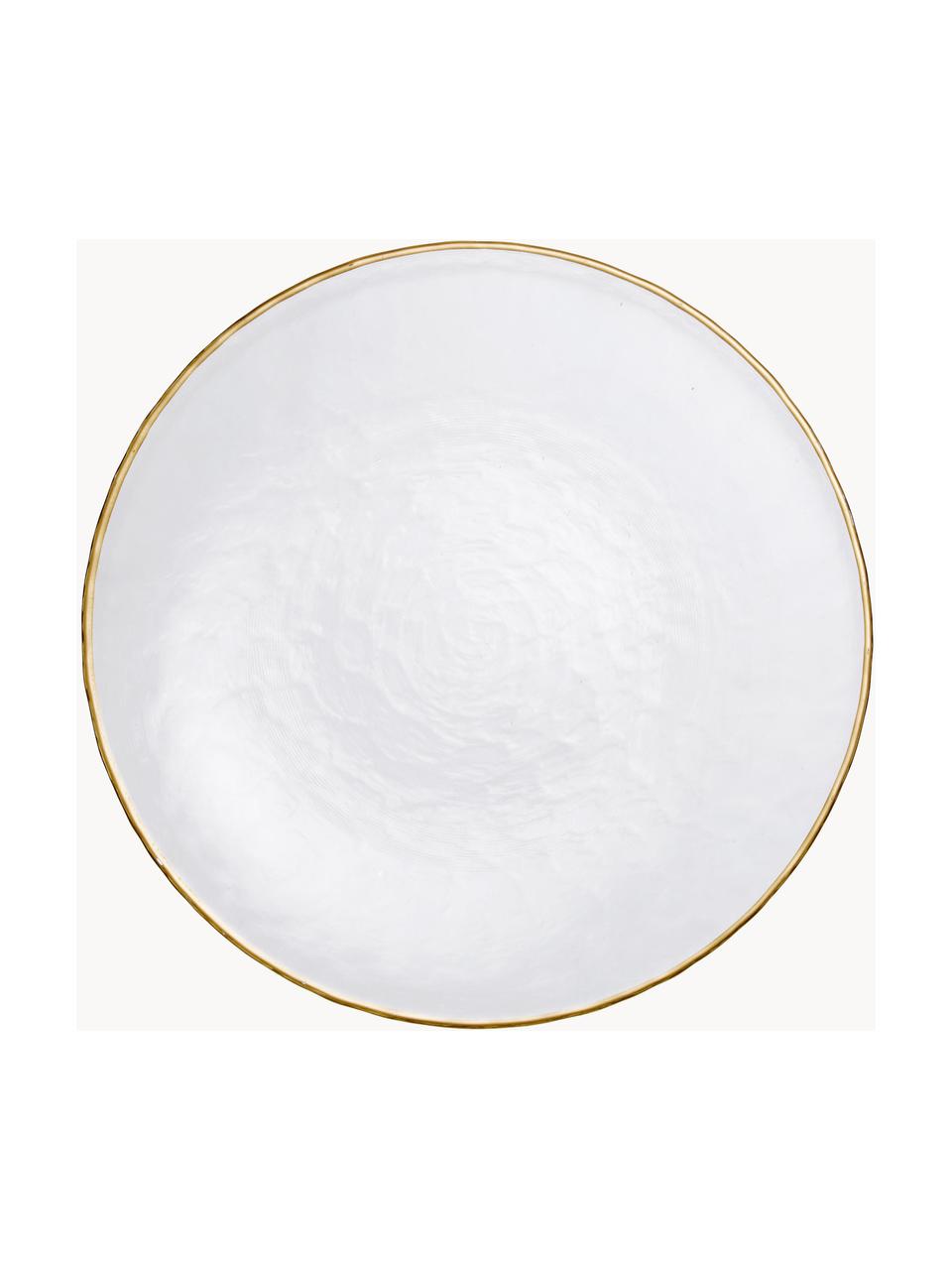 Assiettes plates en verre Orphee, 2 pièces, Verre, Transparent avec bordure dorée, Ø 28 cm