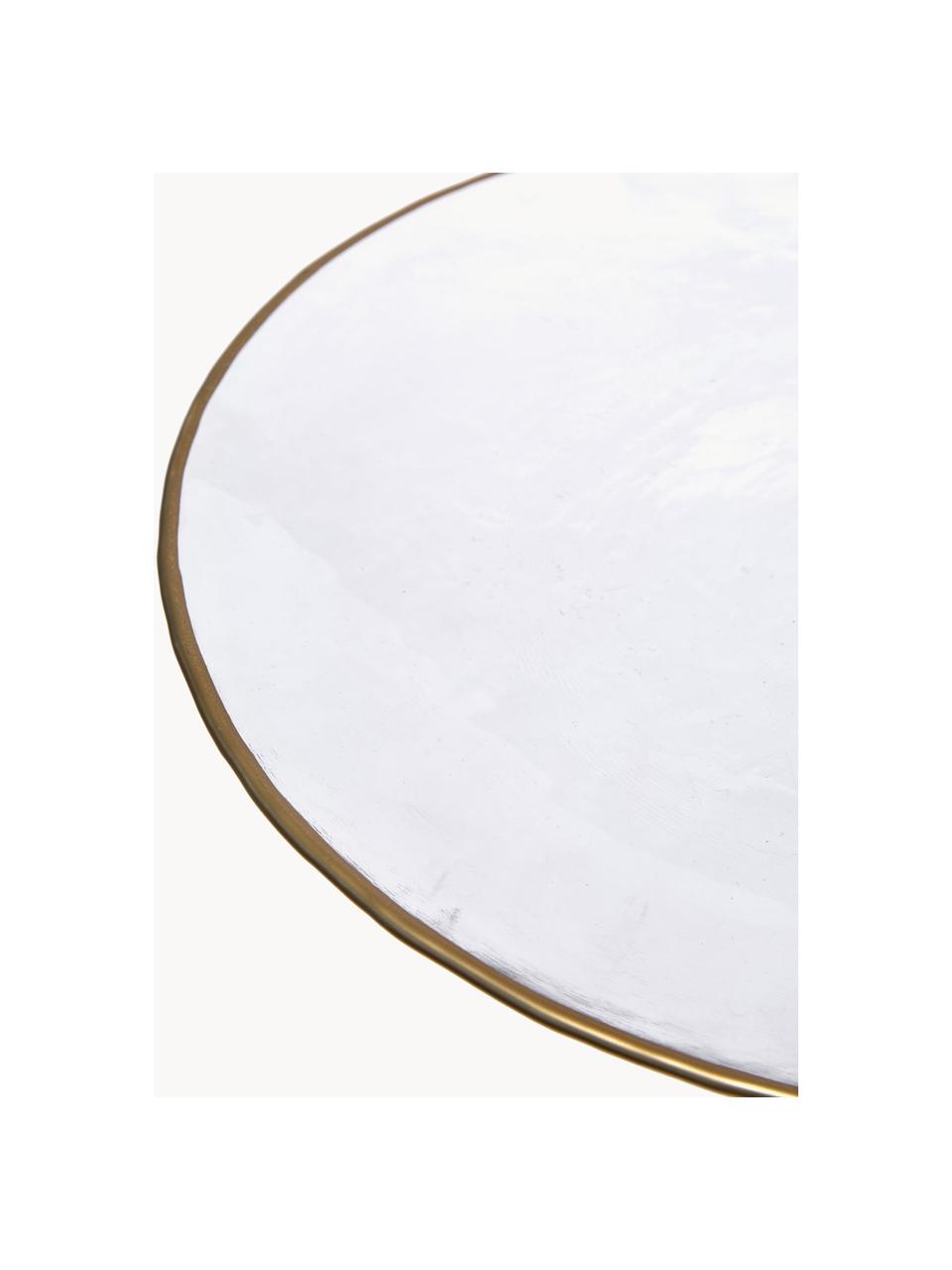 Skleněné mělké talíře Orphee, 2 ks, Sklo, Transparentní se zlatým okrajem, Ø 28 cm