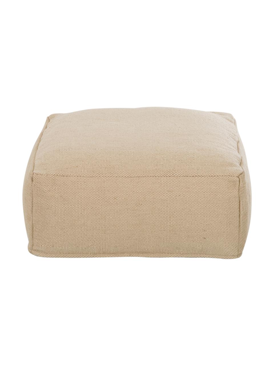 Coussin de sol beige tissé main Khela, Beige, larg. 60 x haut. 25 cm