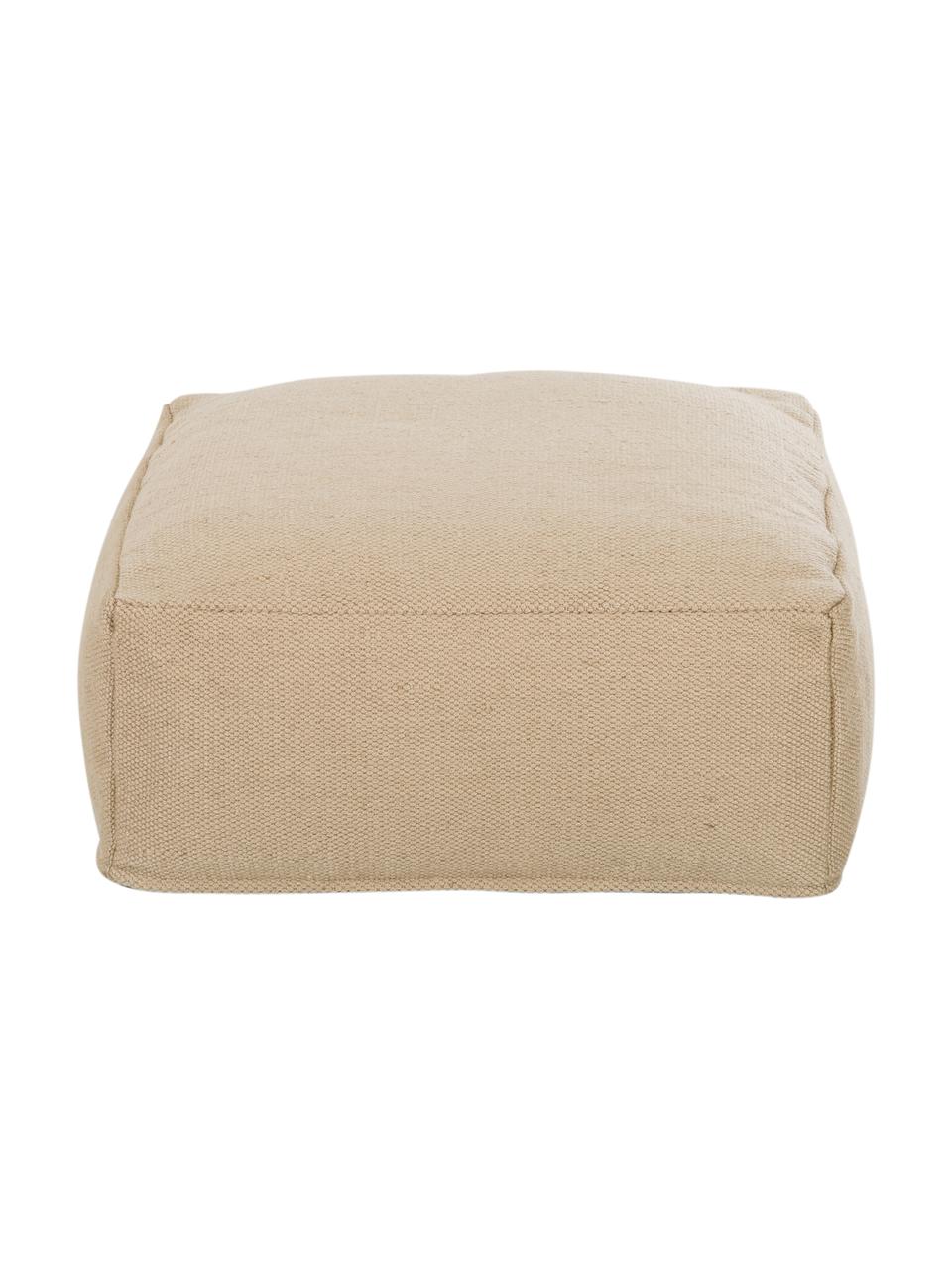 Ręcznie tkana poduszka podłogowa Khela, Tapicerka: 100% poliester z recyklin, Beżowy, S 60 x W 25 cm