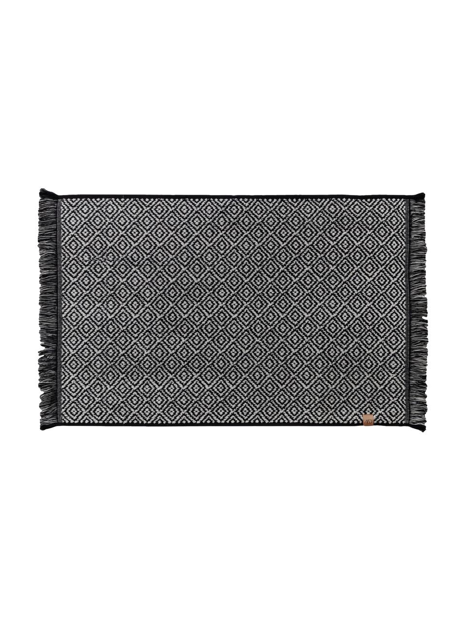 Tapis de bain noir/blanc Marocco, Coton, Noir, blanc, larg. 50 x long. 80 cm