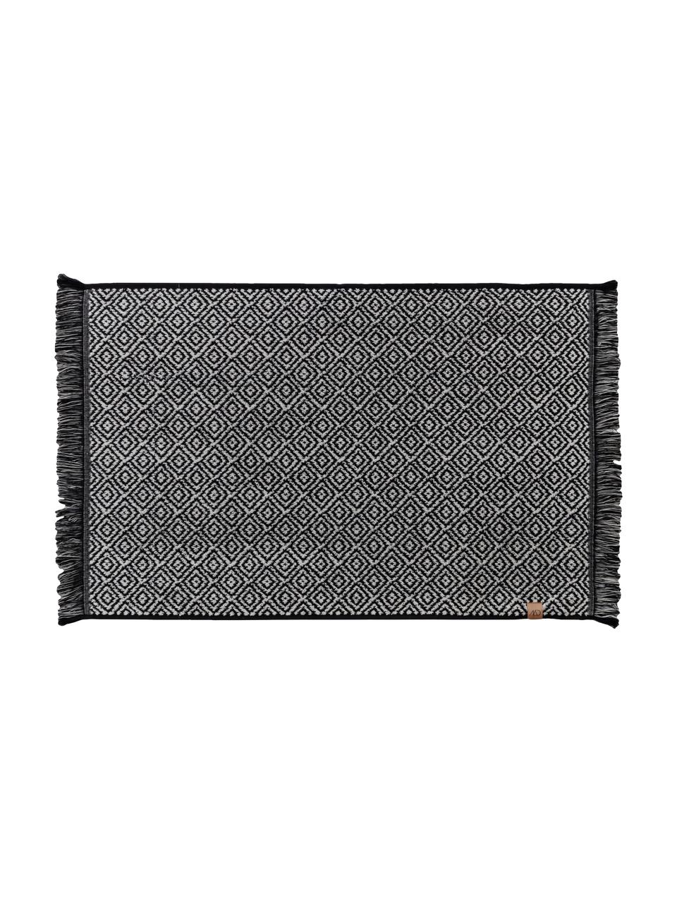 Tappeto bagno nero/bianco con motivo grafico Marocco, Cotone, Nero, bianco, Larg. 50 x Lung. 80 cm