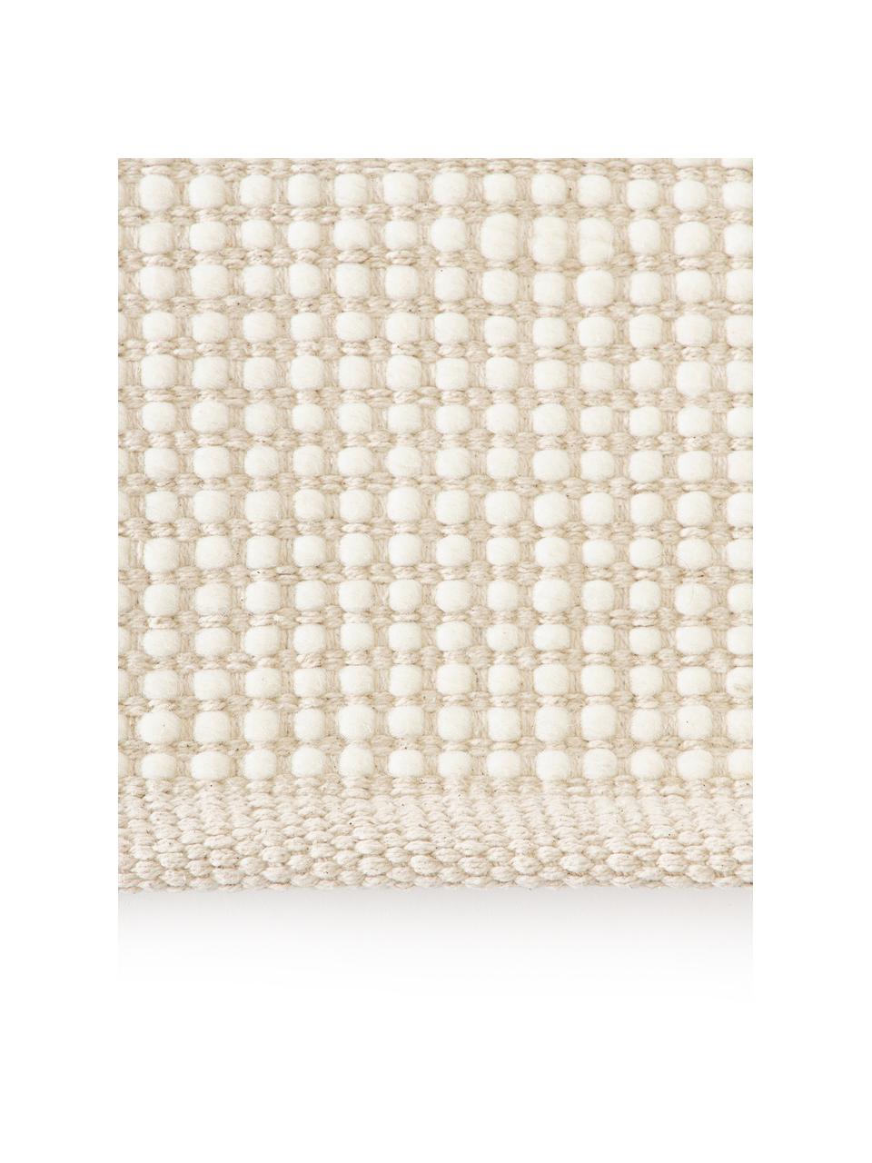 Passatoia in lana tessuta a mano Amaro, Retro: 100% cotone, certificato , Bianco crema, Larg. 80 x Lung. 200 cm