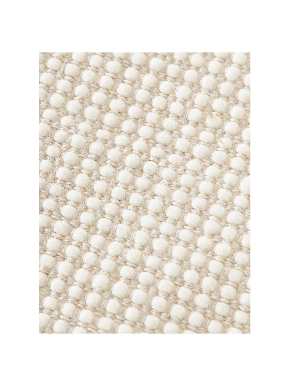 Passatoia in lana tessuta a mano Amaro, Retro: 100% cotone, certificato , Bianco crema, Larg. 80 x Lung. 200 cm