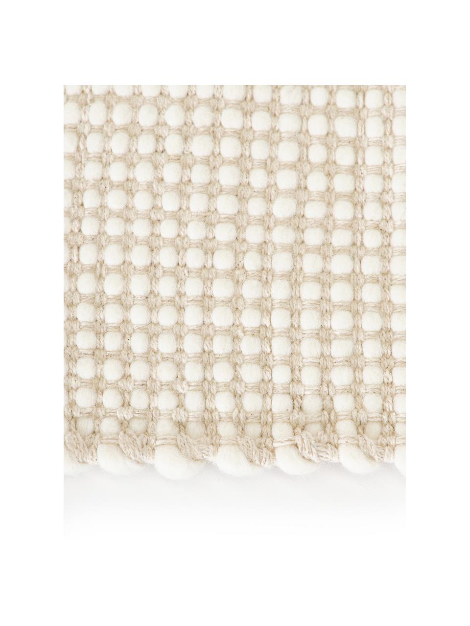 Passatoia in lana fatta a mano Amaro, Retro: 100% cotone Nel caso dei , Bianco crema, beige, Larg. 80 x Lung. 200 cm