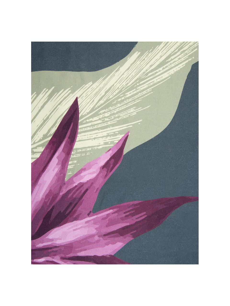 Obliečka na vankúš z bavlneného saténu Flora, 2 ks, Tmavosivá s rastlinným vzorom, Š 40 x D 80 cm