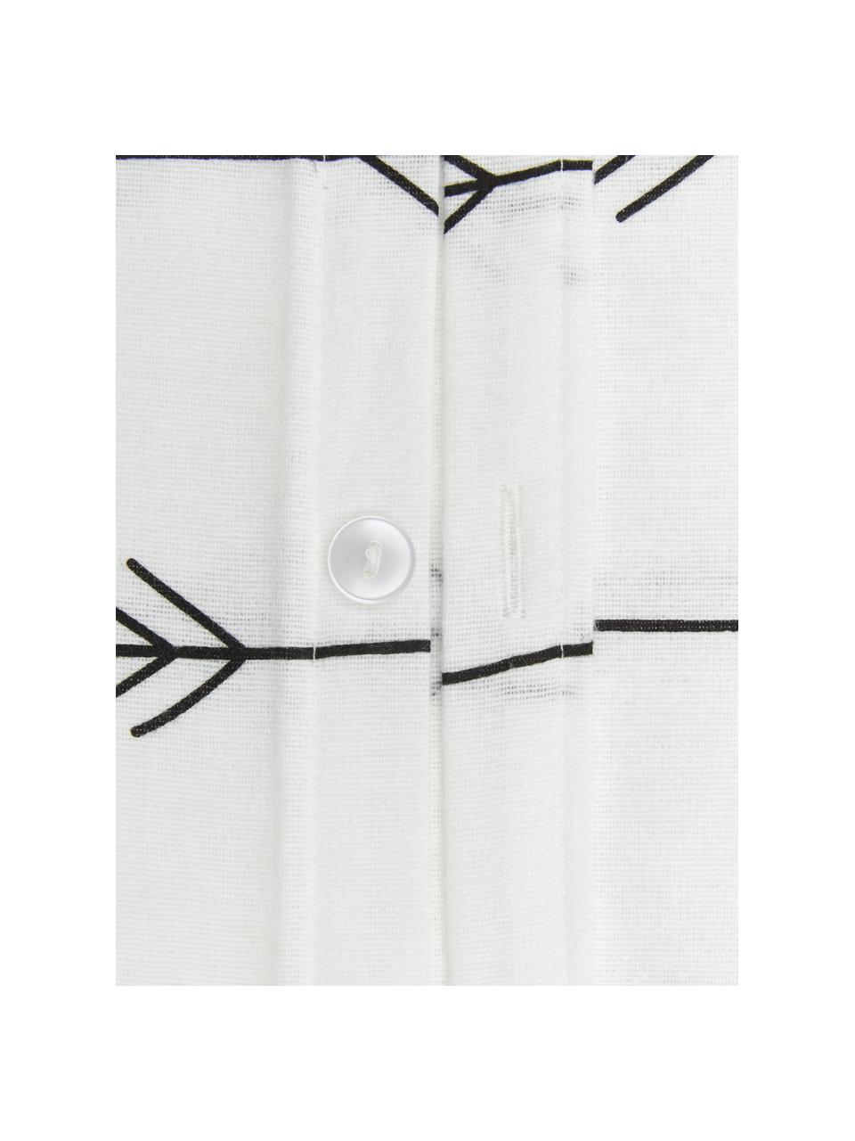 Flanelové povlečení se vzorem Kezia, Krémově bílá, černá, 140 x 200 cm + 1 polštář 80 x 80 cm