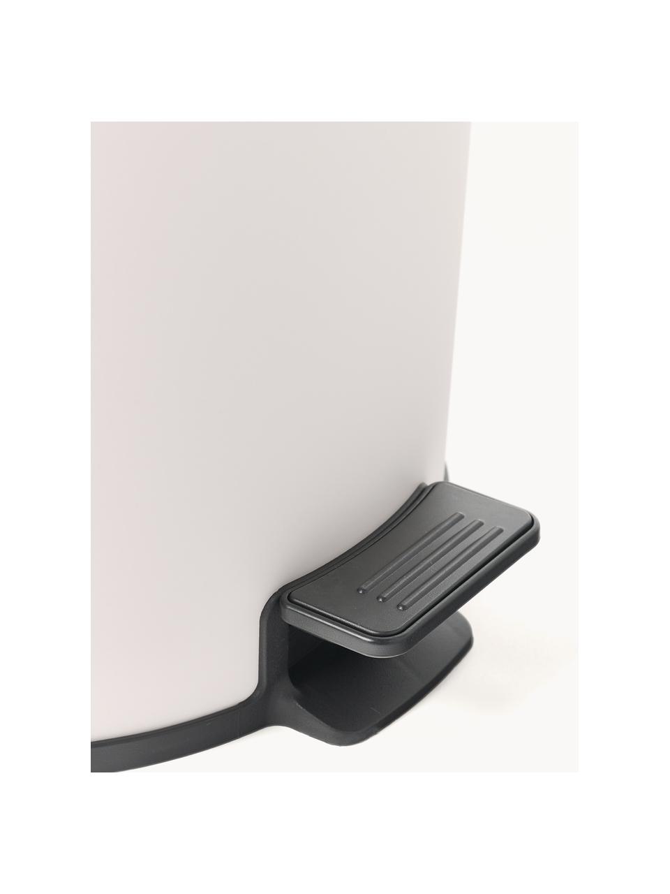 Papelera con pedal Rafa, 30 L, Interior: polipropileno, Off White, negro, Ø 30 x Al 66 cm, 30 L