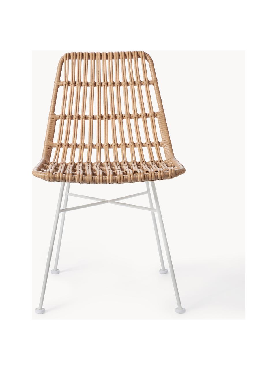 Polyratanové stoličky Costa, 2 ks, Svetlohnedá, biela, Š 47 x H 61 cm