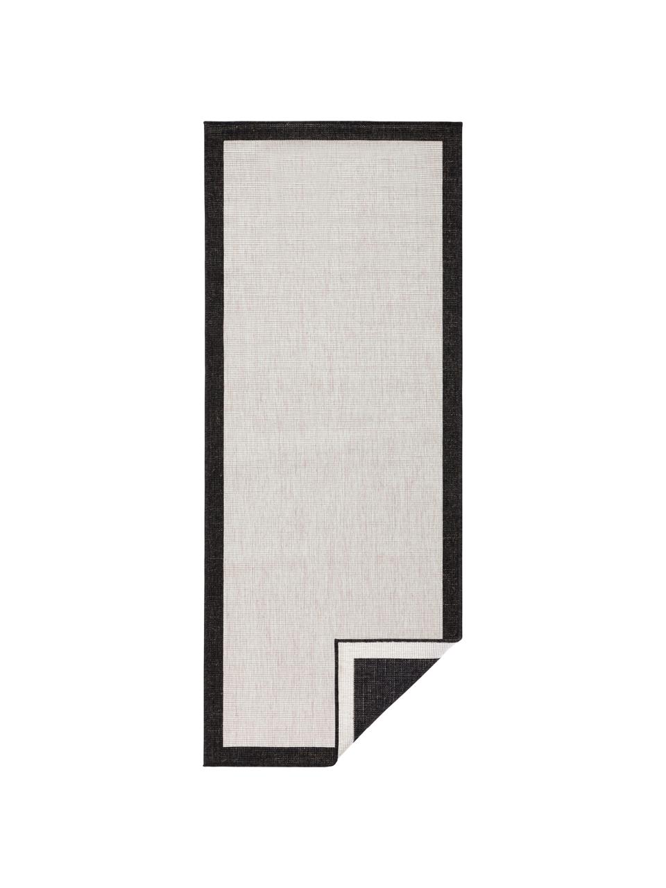 Dwustronny chodnik wewnętrzny/zewnętrzny Panama, Czarny, odcienie kremowego, S 80 x D 250 cm
