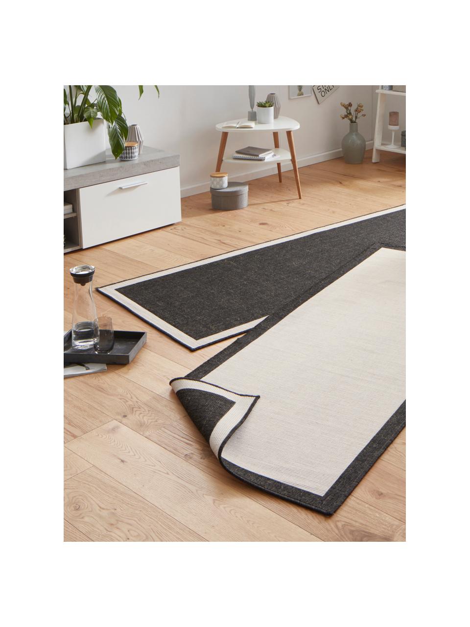 Alfombra reversible de interior/exterior Panama, Negro, crema, An 80 x L 350 cm