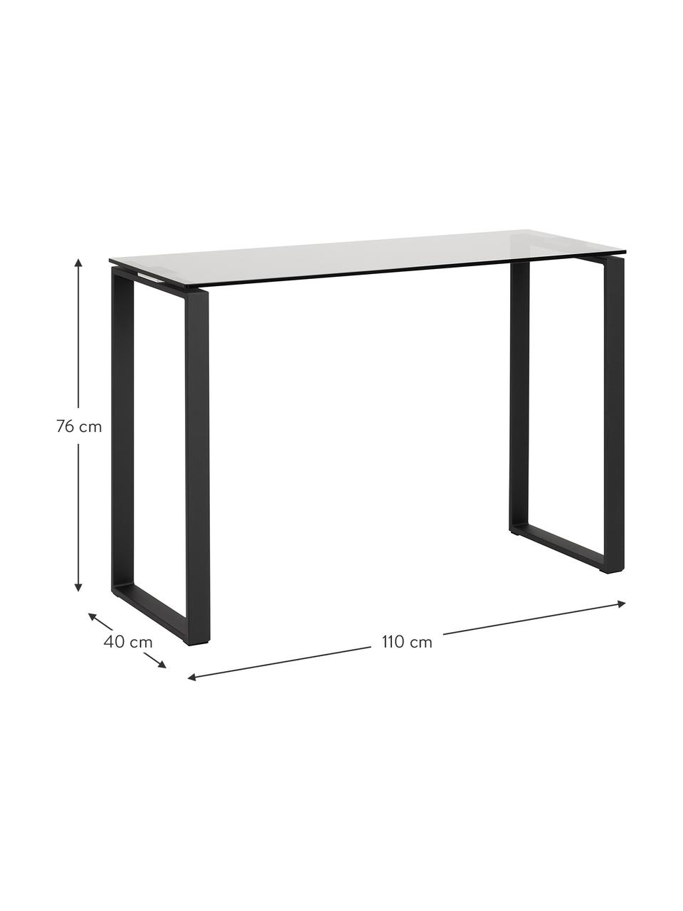 Glas-Konsole Katrine mit Gestell, Gestell: Metall, beschichtet, Ablagefläche: Glas, Schwarz, B 110 x T 40 cm
