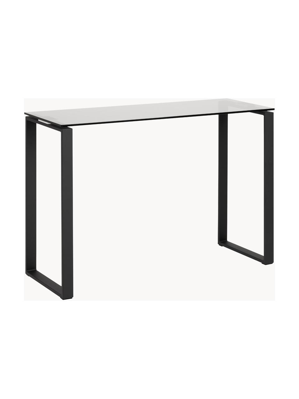 Wandtafel Katrine met getint glazen tafelblad, Frame: gecoat metaal, Tafelblad: glas, Grijs, zwart, B 110 x H 40 cm