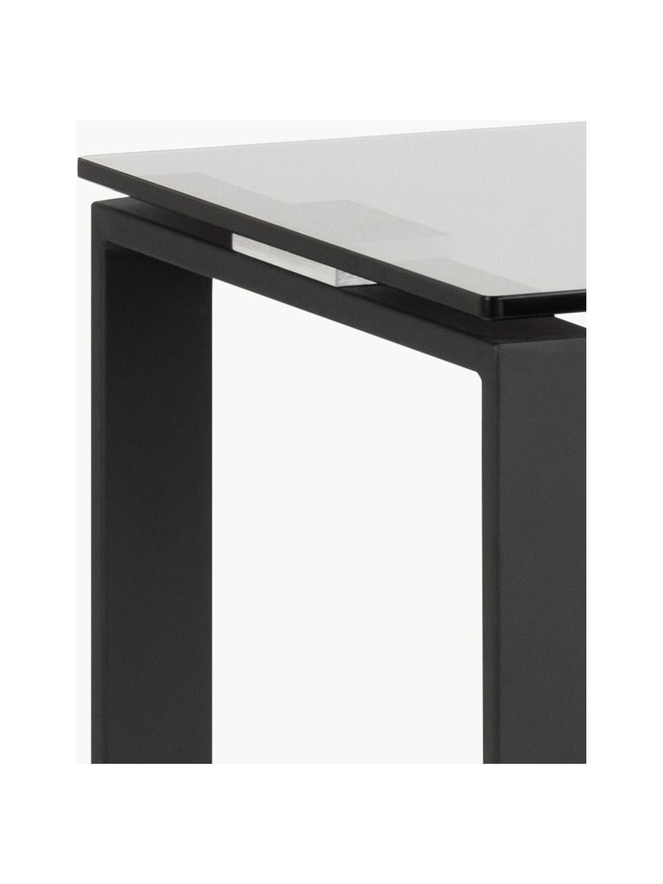 Console avec plateau en verre Katrine, Noir, larg. 110 x prof. 40 cm