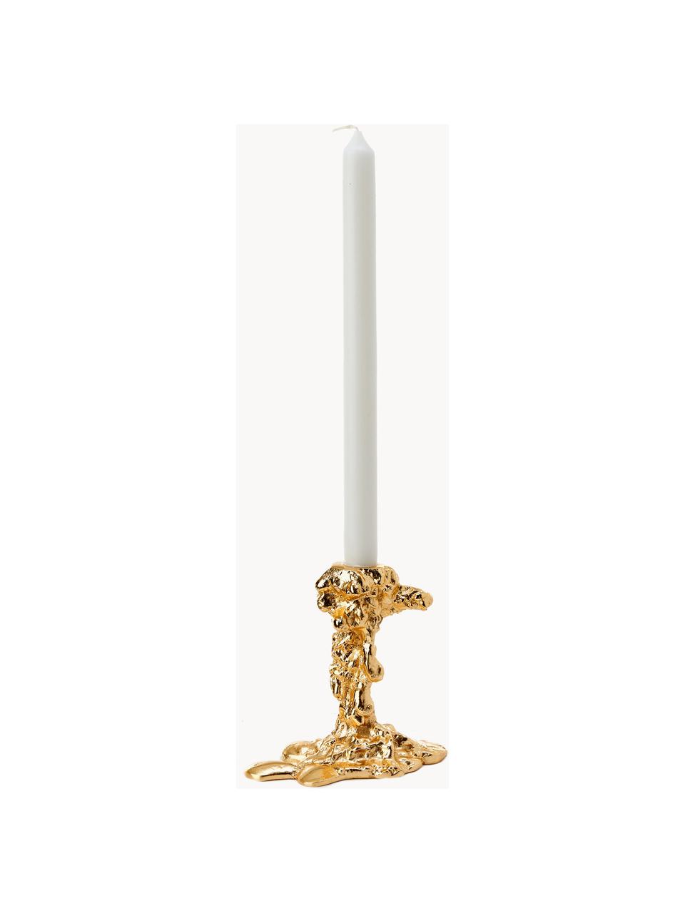 Świecznik z metalu Drip, Metal powlekany, Odcienie złotego, S 14 x W 14 cm