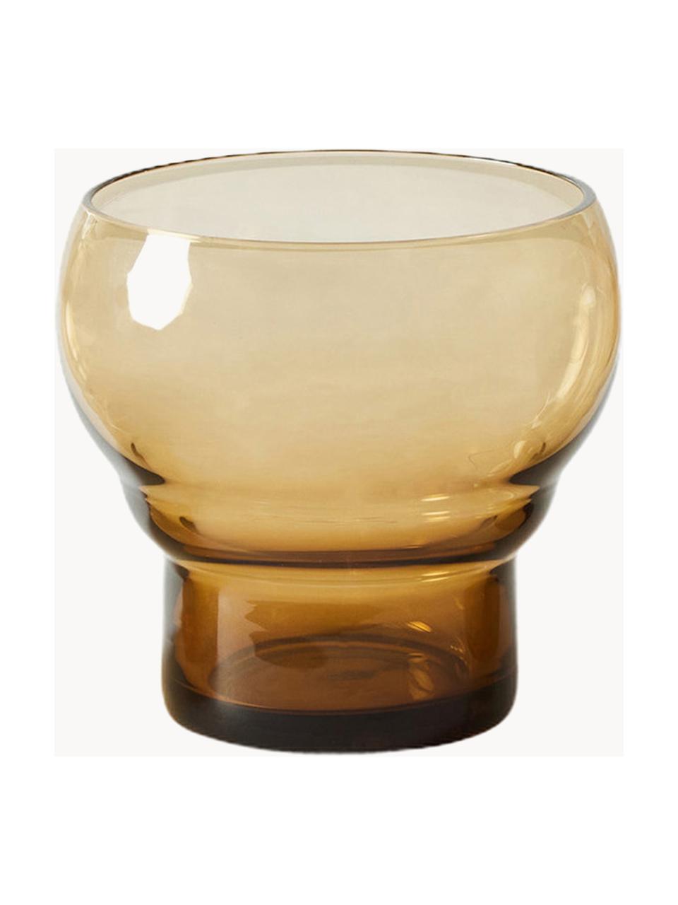 Vasos artesanales 70's, 4 uds., Vidrio, Marrón claro transparente, Ø 9 x Al 8 cm, 270 ml