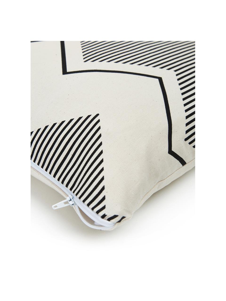 Housse de coussin 45x45 Indy, 100 % coton, Blanc, noir, larg. 45 x long. 45 cm