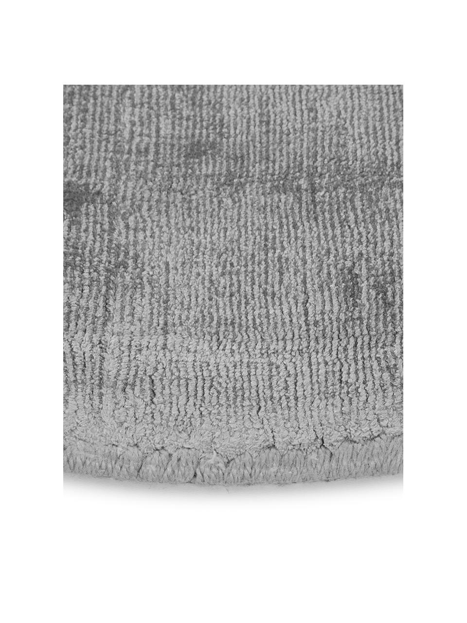 Alfombra redonda artesanal de viscosa Jane, Parte superior: 100% viscosa, Reverso: 100% algodón El material , Gris, Ø 250 cm (Tamaño XL)