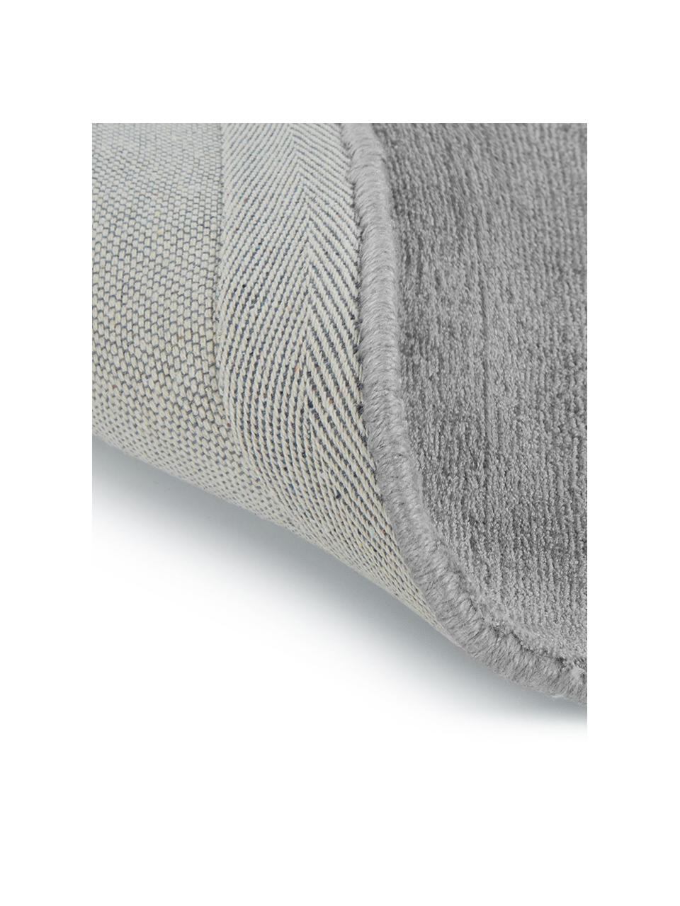Tappeto rotondo in viscosa taftato a mano Jane, Retro: 100% cotone, Grigio, Ø 250 cm (taglia XL)