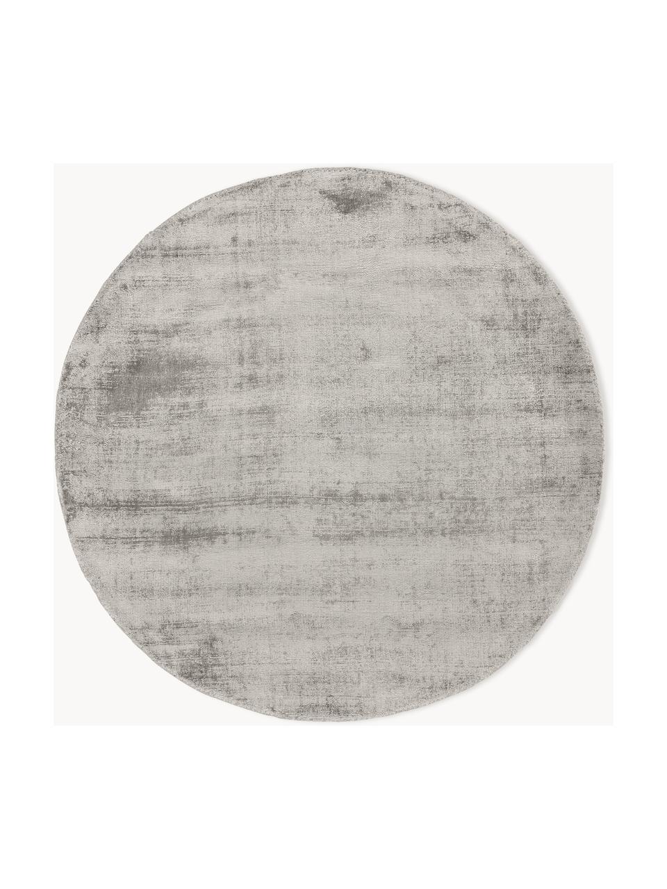 Alfombra redonda artesanal de viscosa Jane, Parte superior: 100% viscosa, Reverso: 100% algodón El material , Gris, Ø 120 cm (Tamaño S)