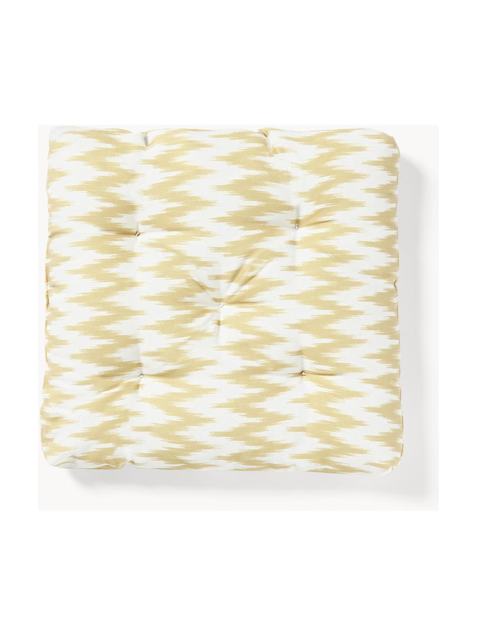 Coussin d'assise de jardin motif ikat Maillot, 100 % acrylique

Le matériau est certifié STANDARD 100 OEKO-TEX®, 2016OK0494, Jaune, larg. 40 x long. 40 cm