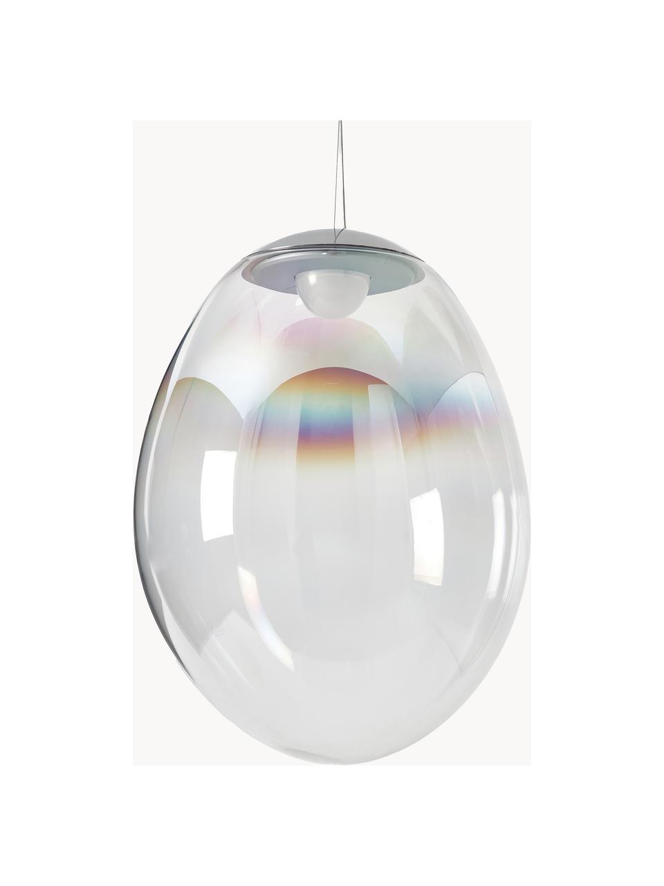 Mundgeblasene LED-Pendelleuchte Stellar Nebula, dimmbar, Ø 40 cm, Lampenschirm: Kristallglas, mundgeblase, Baldachin: Stahl, beschichtet, Transparent, irisierend, Ø 40 x H 55 cm